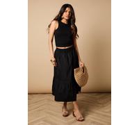 Oasis Petite Poplin Midi Skirt In Black black 16