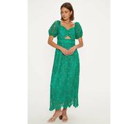 Oasis Petite Premium Floral Lace Cut Out Midi Dress In Bright Green bright green 14