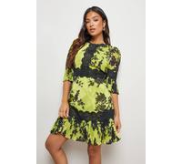 Petite Printed Lace Trim Pleated Mini Dress Oasis Multi 18