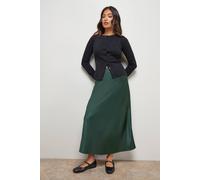 Oasis Petite Satin Bias Cut Midi Skirt In Forest forest 12