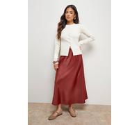 Oasis Petite Satin Bias Cut Midi Skirt In Rust rust 16