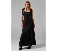 Oasis Petite Satin Tie Shoulder Midi Bridesmaid Dress In Black black 10