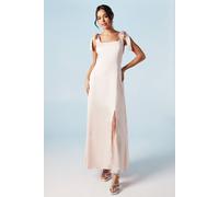 Petite Satin Tie Shoulder Midi Bridesmaid Dress Oasis Blush 16