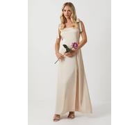 Petite Satin Tie Shoulder Midi Bridesmaid Dress Oasis Champagne 10