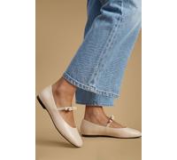 Oasis Pippin Bow Detail Mary Jane Ballet Pumps In Beige beige