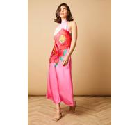 Oasis Placement Print Bias Halterneck Slip Dress In Floral floral 14