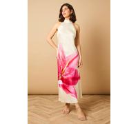 Oasis Placement Print Bias Halterneck Slip Dress multi 10