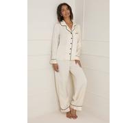 Oasis Women's Plain Satin Contrast Binding Nightwear set in Ivory | Size: Large Oasis Ivory L