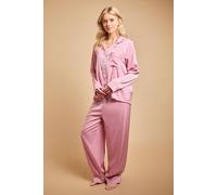 Oasis Women's Plain Satin Contrast Binding Nightwear set in Pink | Size: Large Oasis Pink L