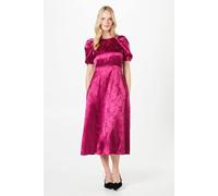 Oasis Pleat Sleeve Jacquard Satin Midi Dress In Wine wine 8