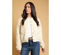 Oasis Women's Pocket Detail Borg Cardigan in Cream | Size: Medium Oasis Cream M