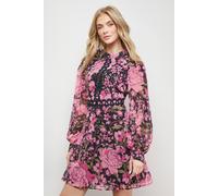 Oasis Point Collar Retro Mini Dress In Floral floral