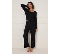 Oasis Pointelle Jersey Pyjama Set In Black black M