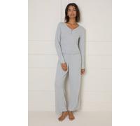 Oasis Pointelle Jersey Pyjama Set In Grey grey M