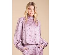 Oasis Women's Polka Dot Satin Back Crepe Funnel Neck Jacket in Mink | Size: 14 Oasis Mink 14