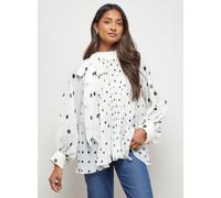 OASIS Polkadot Pleated Tie Neck Balloon Sleeve Blouse 6