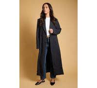 Oasis Women's Premium Diamante Trim Collar Single Breasted Maxi Coat in Navy | Size: 12