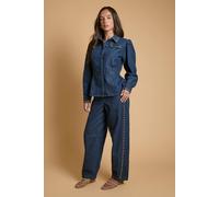 Oasis Women's Premium Stud Detail Barrell Leg Jeans in Indigo | Size: 6