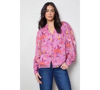 Oasis Printed Chiffon Button Through Blouse multi 12