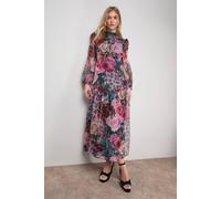 Oasis Printed Dropped Curved Waist Long Sleeve Maxi Dress multi