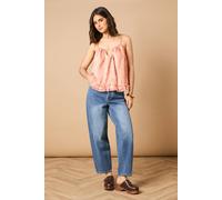 Oasis Printed Frill Detail Babydoll Cami Top In Peach peach