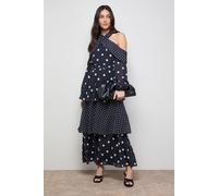 Oasis Women's Printed Halterneck Off-The Shoulder Tiered Maxi Dress | Size: 16 Oasis Multicolor 16