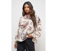 Oasis Printed Lace Detail Dobby Chiffon Blouse In Floral floral
