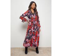 OASIS Printed Lace Detail Frill Sleeve Midi Dress 10