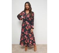 Oasis Printed Lace Insert Bias Midi Dress In Floral floral 12