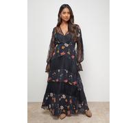 Oasis Printed Lace Panel Detail V Neck Midaxi Dress multi 18