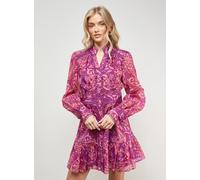 OASIS Printed Lace Trim Boho Shirt Mini Dress 6