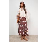 Oasis Printed Satin Bias Midi Skirt multi 16