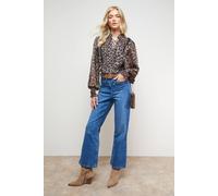 Oasis Printed Tie Neck Ruffle Detail Chiffon Blouse multi 8