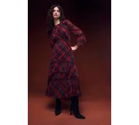 Oasis Printed Tiered Fluted Sleeve Lace Insert Midi Dress multi 10