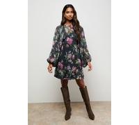 Oasis Printed Trim Detail Batwing Mini Dress In Floral floral 16