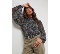Oasis Printed Trim Detail Chiffon Blouse multi 6