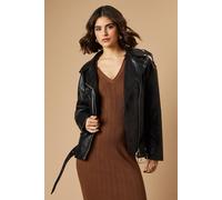 Oasis Pu Leather Zip Detail Jacket In Black black M