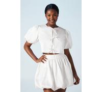 Oasis Puff Sleeve Bow Detail Bridal Jacket In Ivory ivory 6