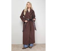 Oasis Relaxed Maxi Belted Coat In Chocolate chocolate