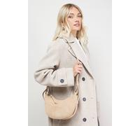 Oasis Relly Faux Suede Half Moon Crossbody Bag In Neutral neutral One Size