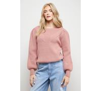 Oasis Rib Transfer Balloon Sleeve Jumper In Rose rose M