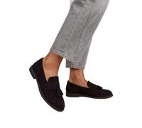 Oasis Women's Riley Faux Suede Tassel Detail Loafers in Natural Black | Size: 7