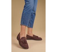 Oasis Women's Riley Faux Suede Tassel Detail Loafers in Brown | Size: 3