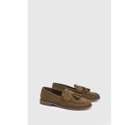 Oasis Women's Riley Faux Suede Tassel Detail Loafers in Green | Size: 7