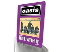 Oasis Roll With It Vintage metal sign Music Heavy Metal Pub Oasis Plaque sign Rustic Style, Music Band Pub Decor