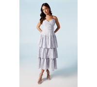 Oasis Rose Jacquard Cami Strappy Tiered Bridesmaid Midi Dress In Lilac lilac 8