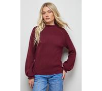 Oasis Ruffle Cuff And Collar Jumper In Burgundy burgundy M