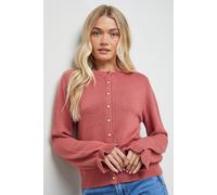 Oasis Ruffle Detail Cropped Cardigan In Desert Rose desert rose M