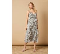 Oasis Ruffle Front V Neck Strappy Midi Dress In Grey grey 14