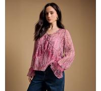 Oasis Ruffle Lace Blouse PINK SNAKE SIZE 10